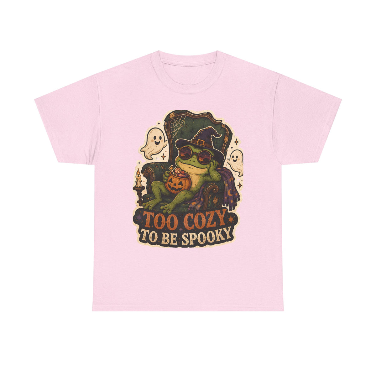 Too Cozy to Be Spooky Frog Halloween T-Shirt