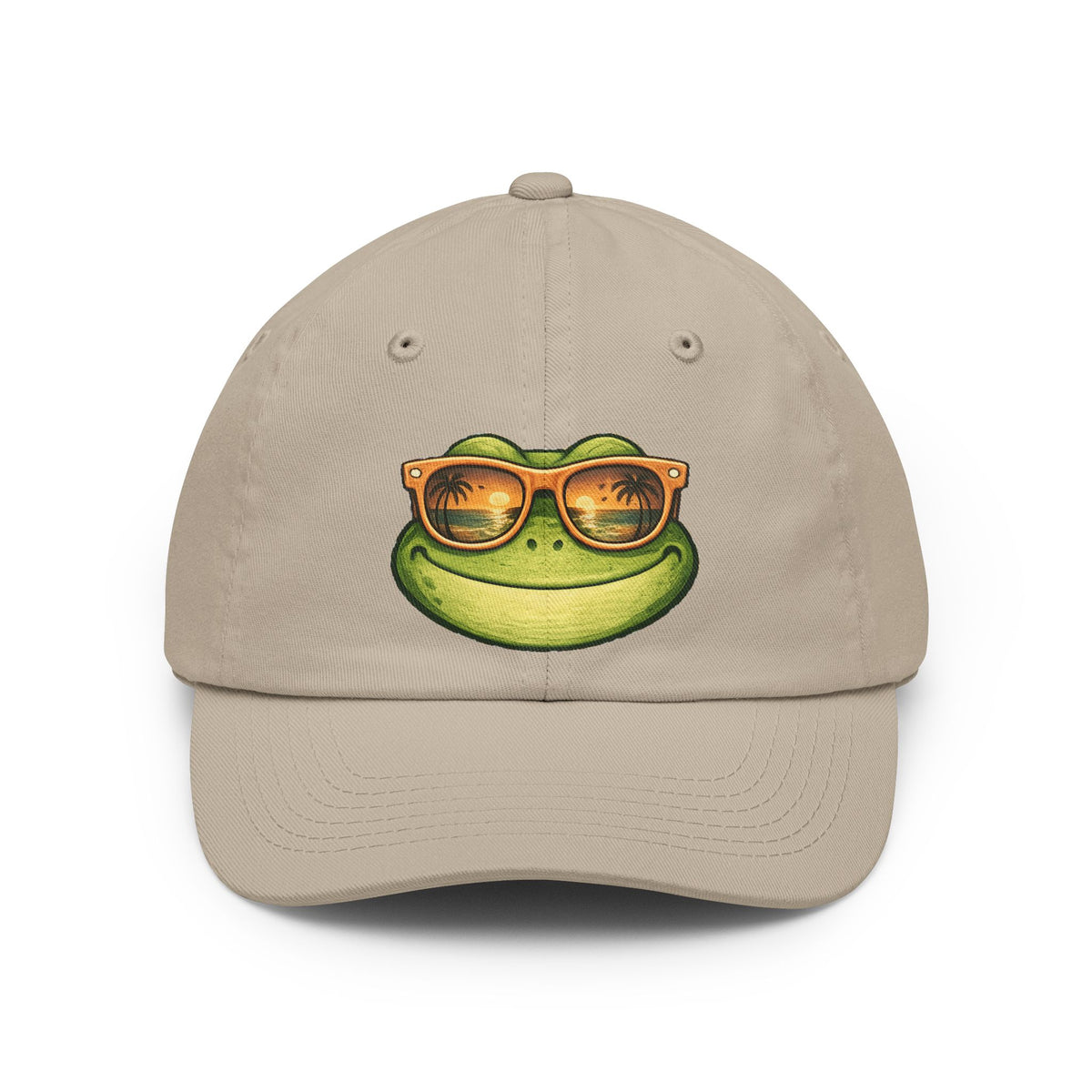 Frog with sunglasses embroidered dad hat