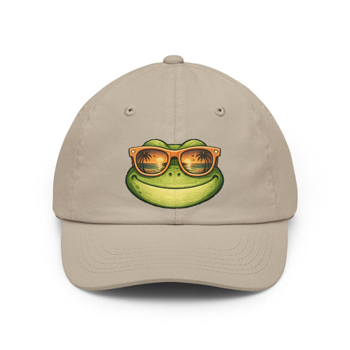 Frog with sunglasses embroidered dad hat