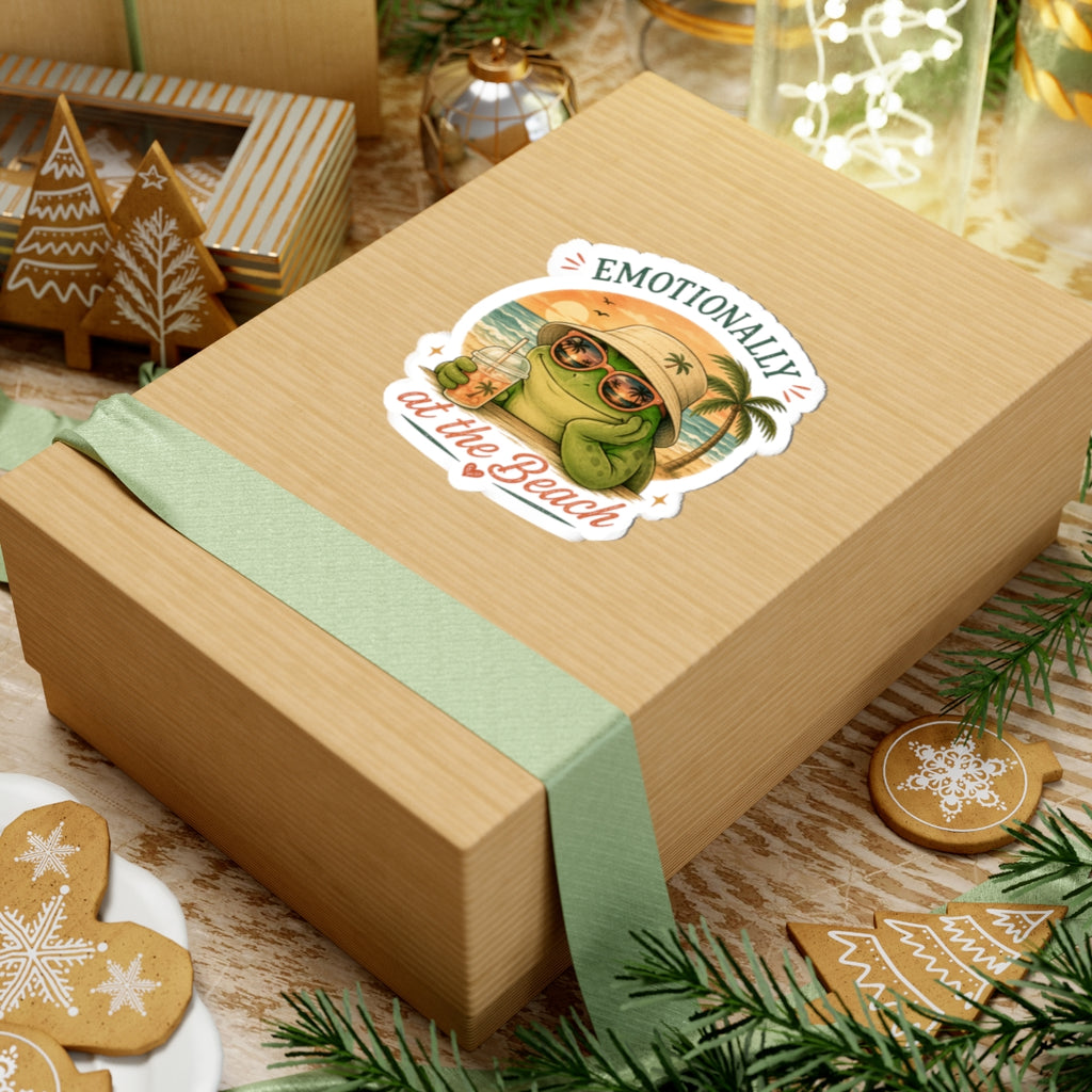 Emotional Support Frog Sticker – Mentally at the Beach Frog Sticker