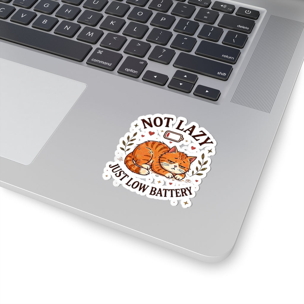Not Lazy Just Low Battery Cat Sticker – Funny Sleepy Cat Sticker