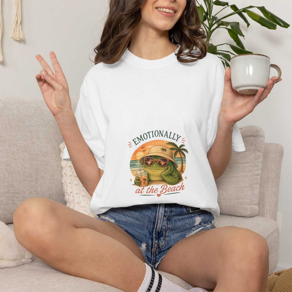 Emotional Support Frog Shirt – Mentally at the Beach frog design