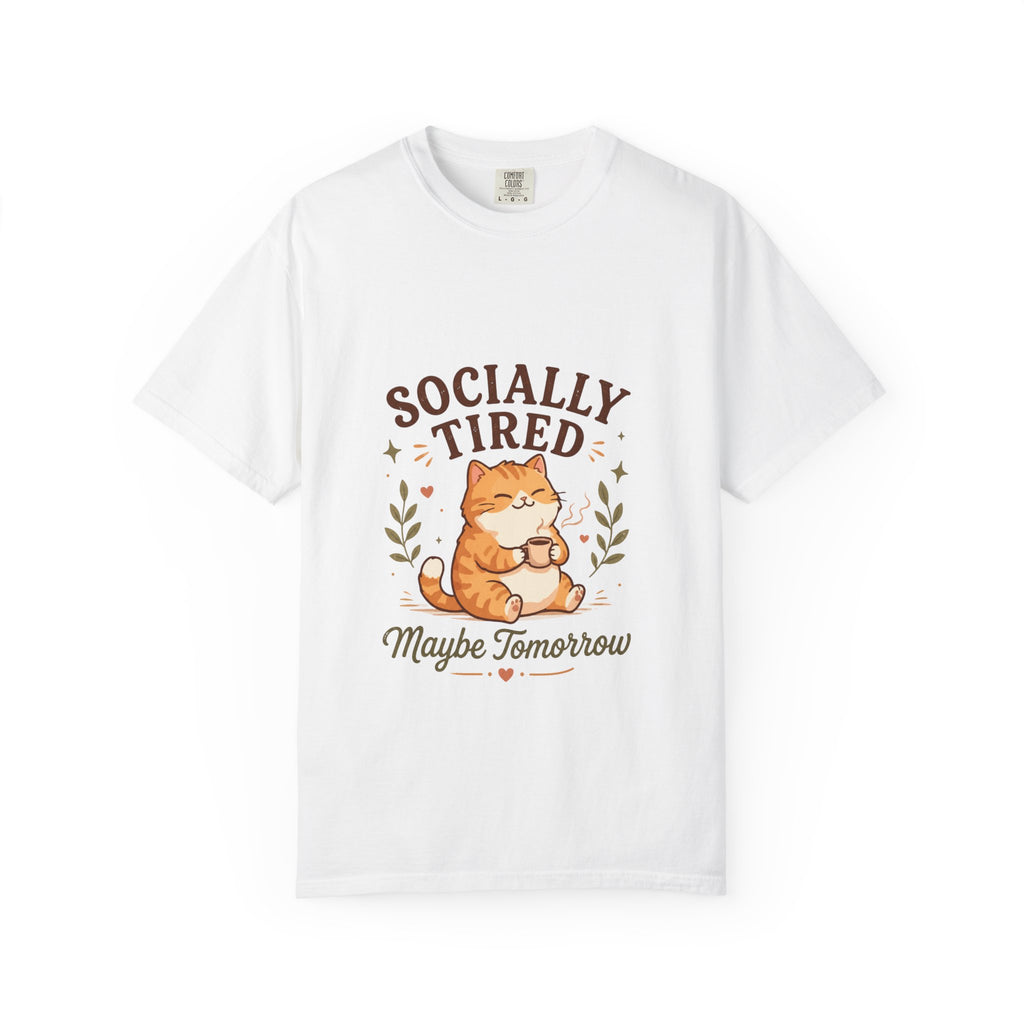 Socially Tired Cat T-Shirt – Maybe Tomorrow Funny Introvert Tee