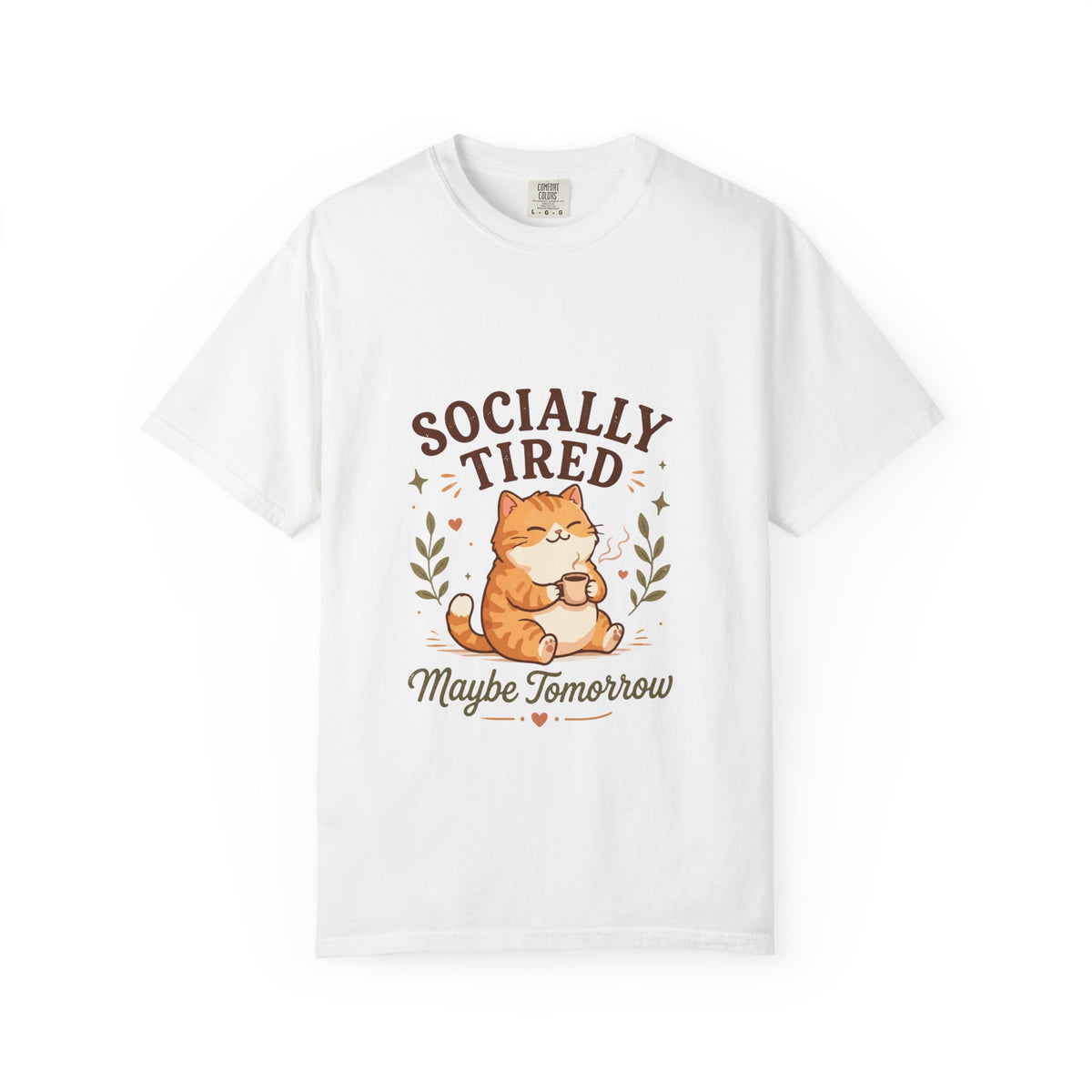 Socially Tired Cat T-Shirt – Maybe Tomorrow Funny Introvert Tee