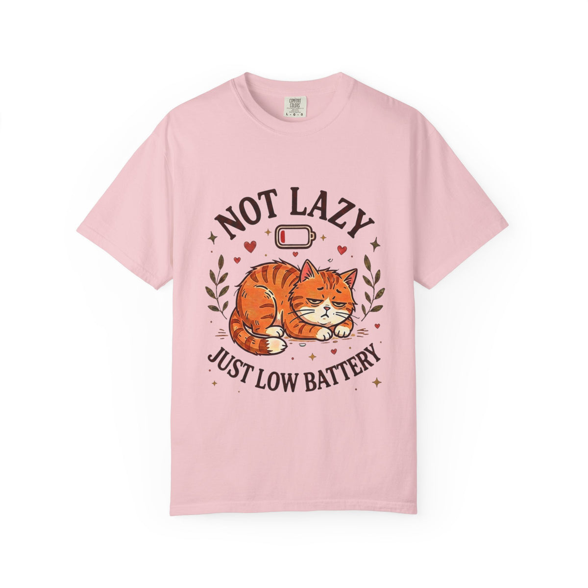 Not Lazy Just Low Battery Cat T-Shirt – Funny Tired Cat Tee