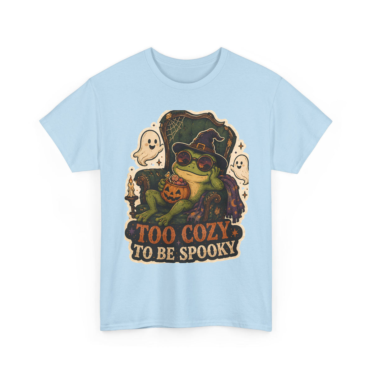 Too Cozy to Be Spooky Frog Halloween T-Shirt