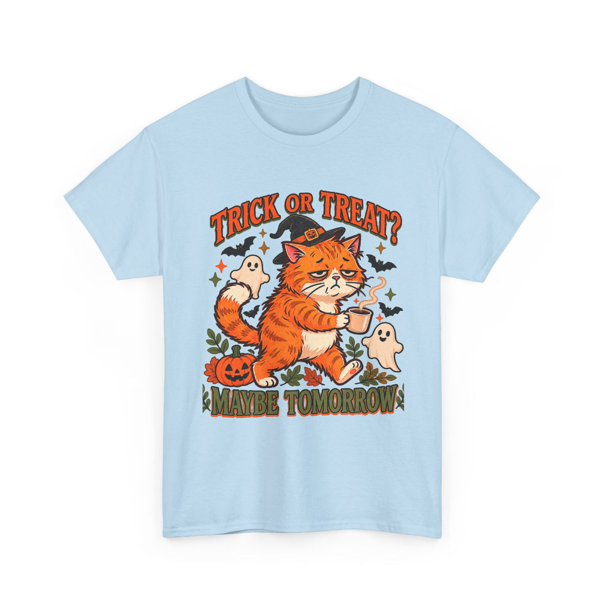 Trick or Treat? Maybe Tomorrow Cozy Cat Halloween T-Shirt