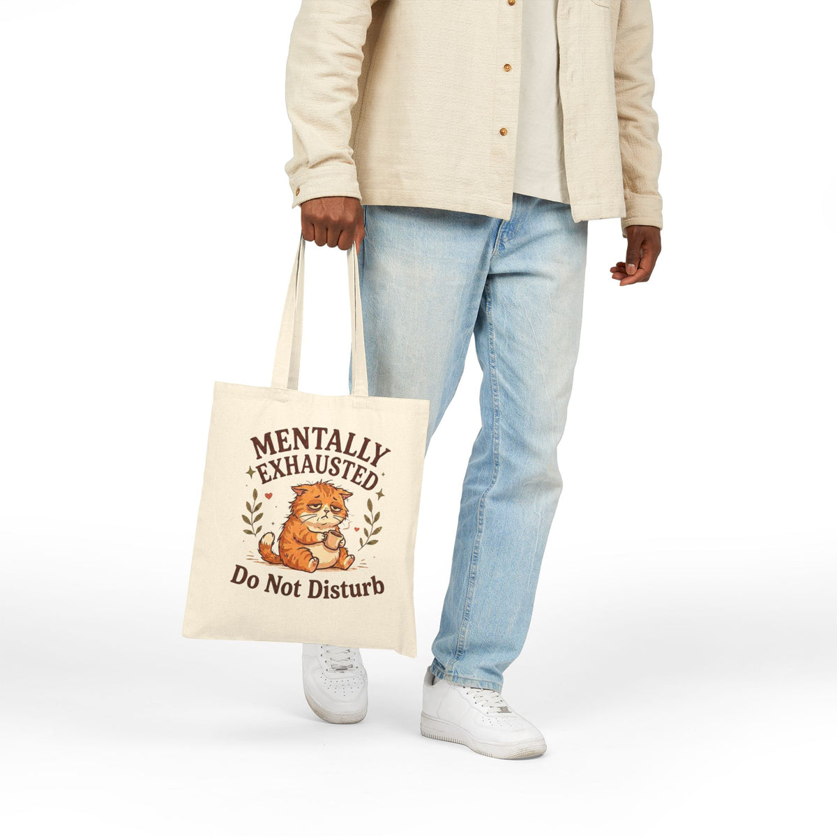 Mentally Exhausted Cat Tote Bag – Do Not Disturb Cat Tote