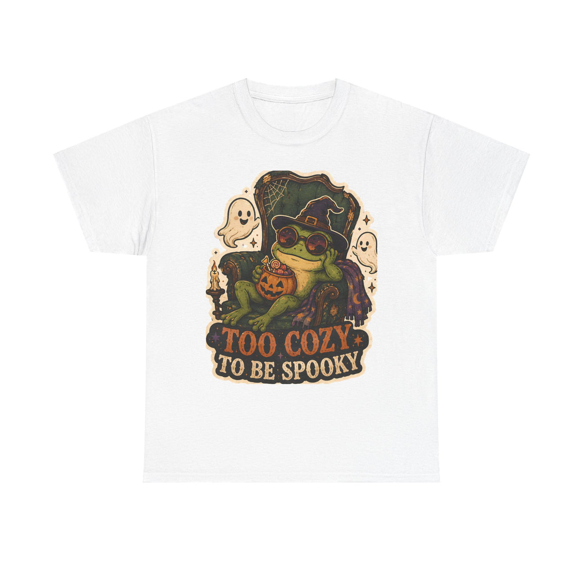 Too Cozy to Be Spooky Frog Halloween T-Shirt