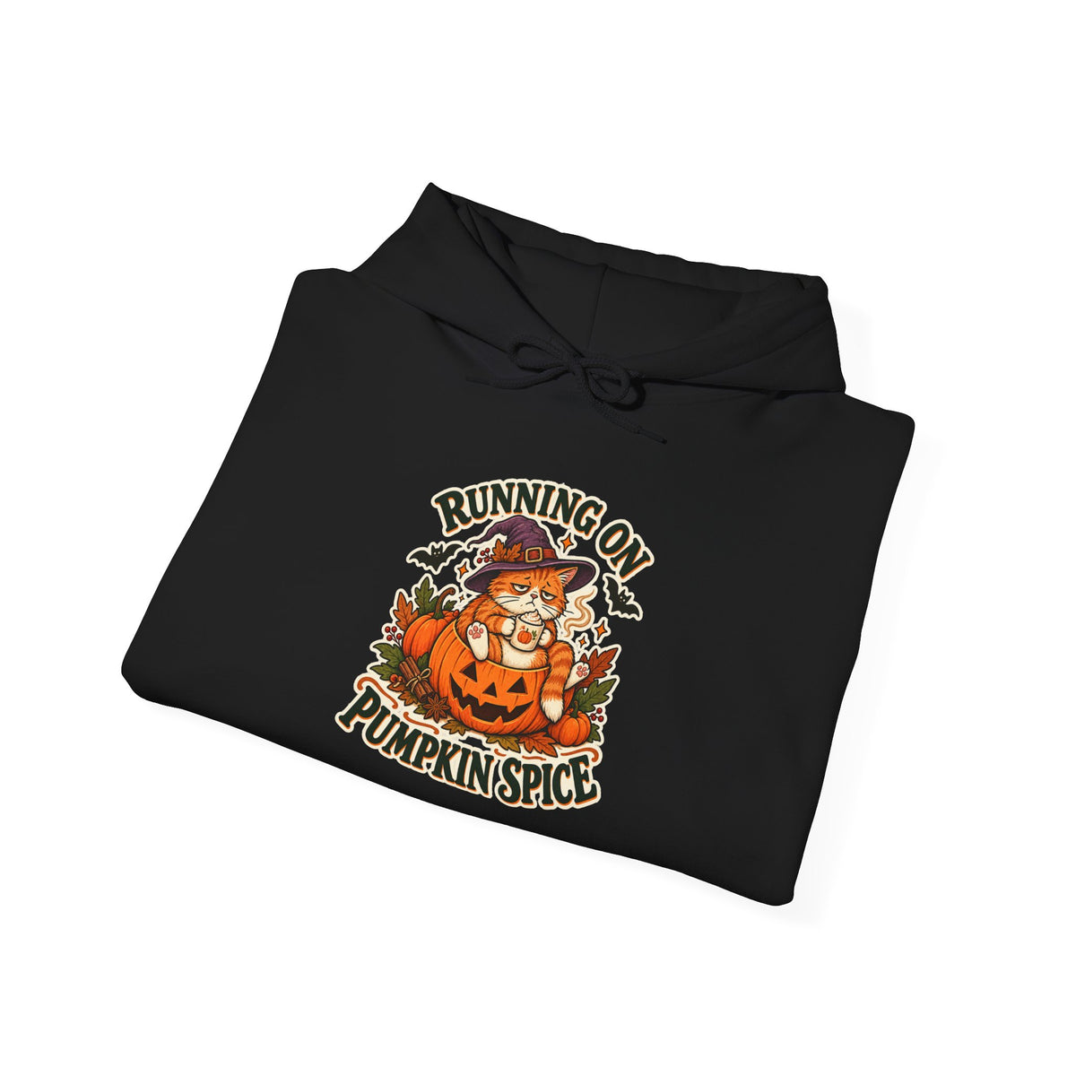 Running on Pumpkin Spice Cat Halloween Hoodie – Cozy Fall Cat Hoodie
