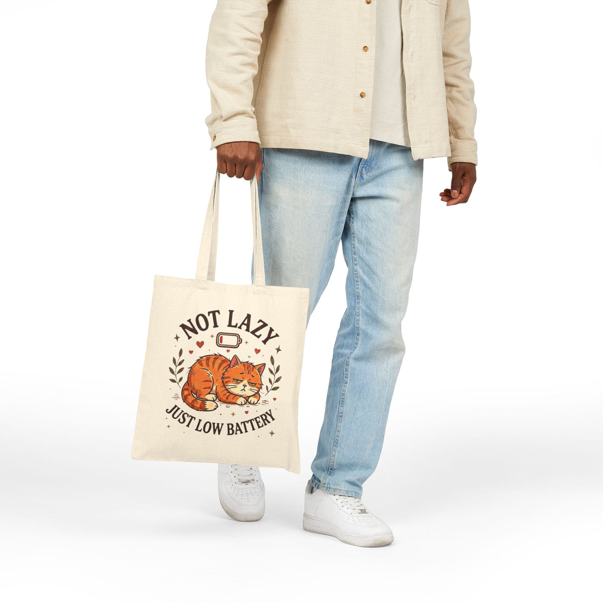 Not Lazy Just Low Battery Cat Tote Bag