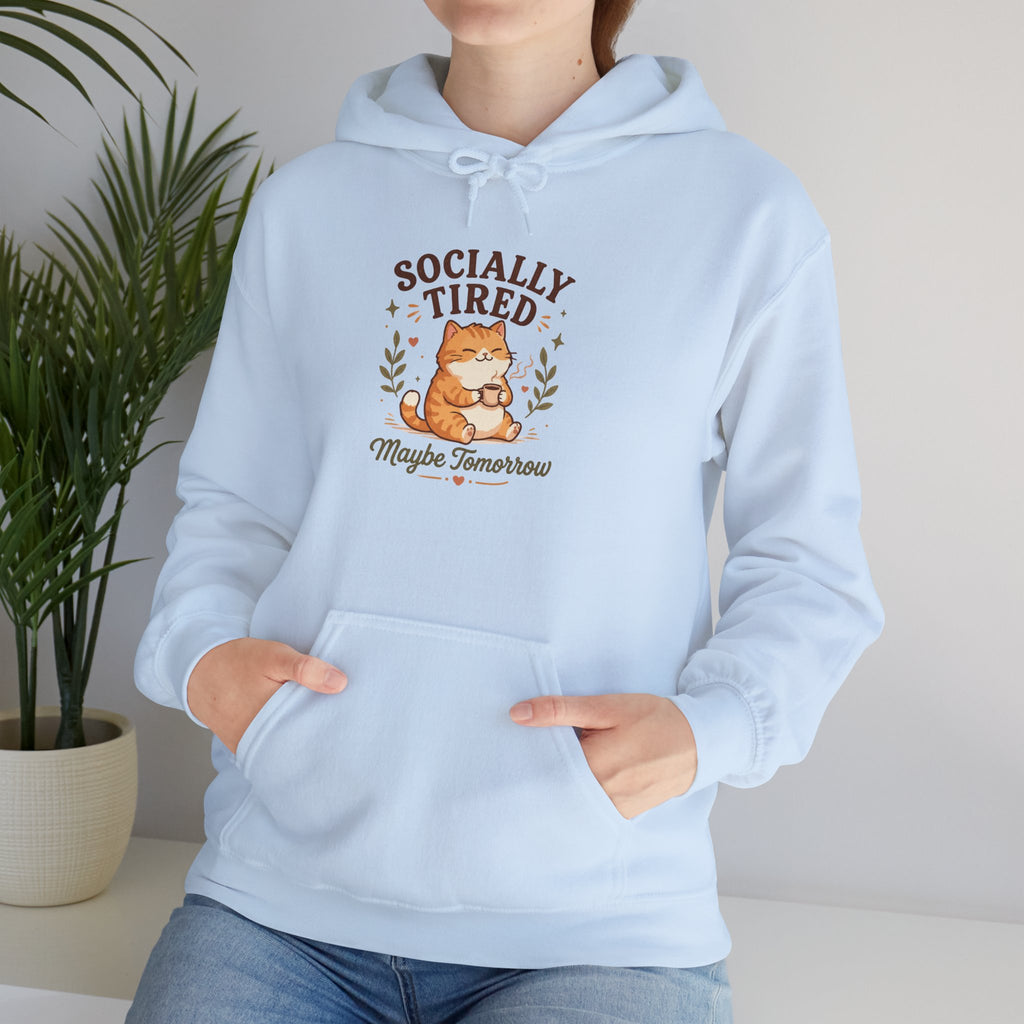 Socially Tired Cat Hoodie – Maybe Tomorrow Introvert Hoodie