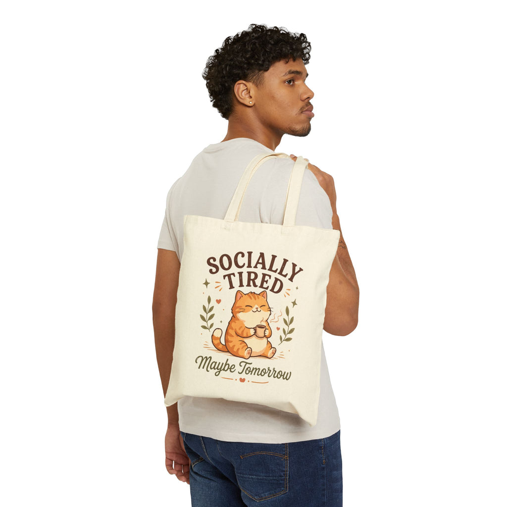 Socially Tired Cat Tote Bag – Maybe Tomorrow