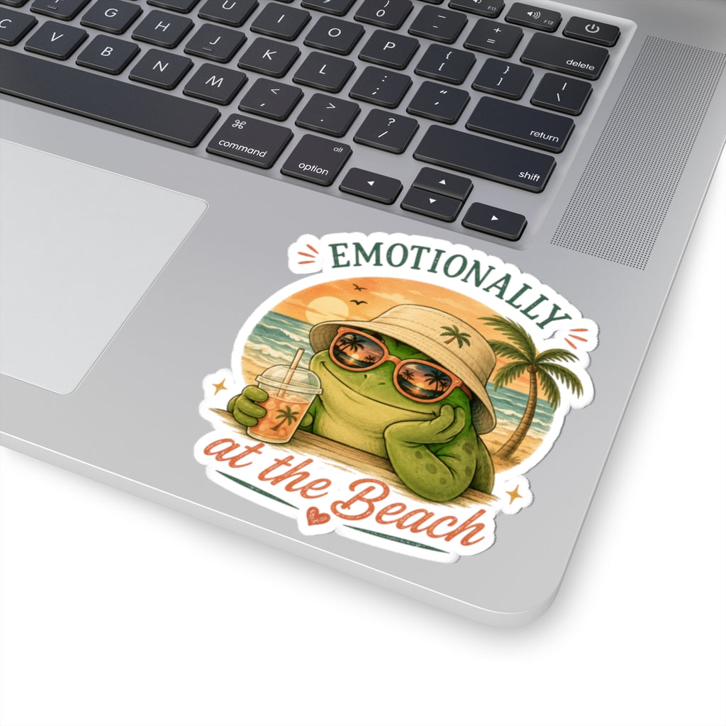 Emotional Support Frog Sticker – Mentally at the Beach Frog Sticker