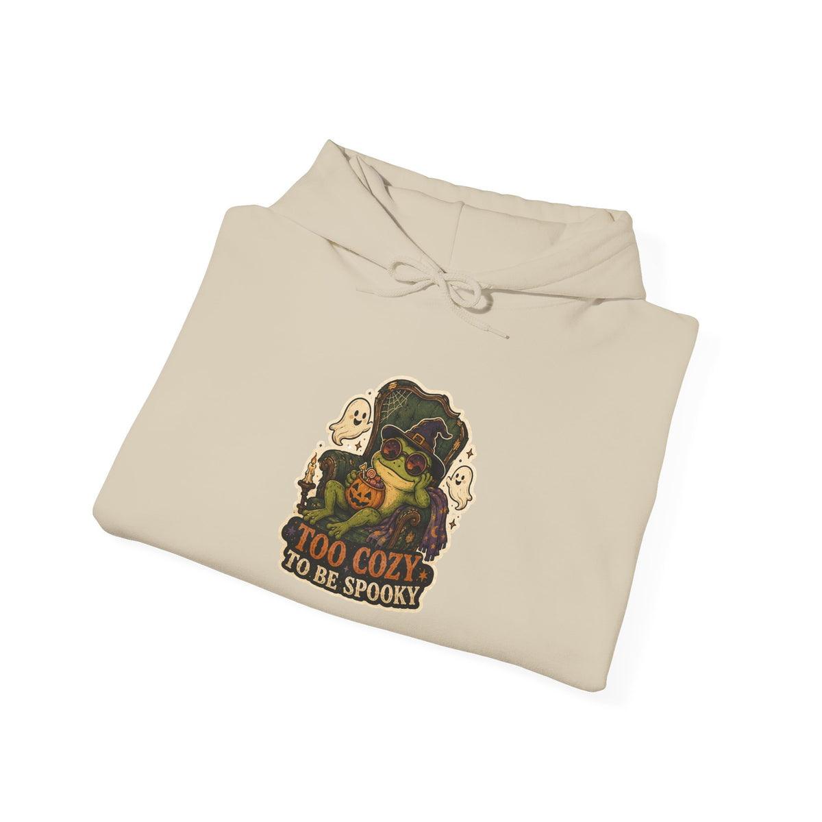 Too Cozy to Be Spooky Frog Halloween Hoodie